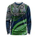 Personalised Canberra Raiders Long Sleeve Shirt Polynesian Tribal Art Style With Viking Raider Mascot