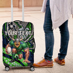 Personalised Canberra Raiders Luggage Cover Polynesian Tribal Art Style With Viking Raider Mascot