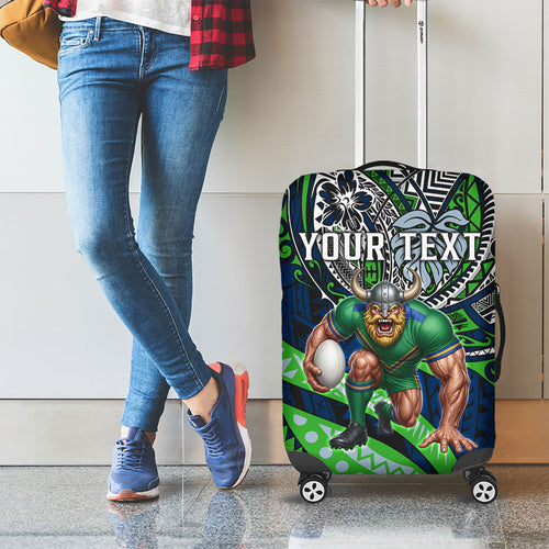 Personalised Canberra Raiders Luggage Cover Polynesian Tribal Art Style With Viking Raider Mascot
