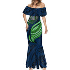 Personalised Canberra Raiders Mermaid Dress Polynesian Tribal Art Style With Viking Raider Mascot