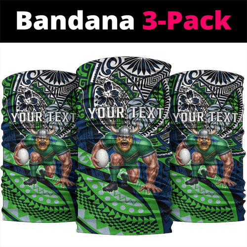 Personalised Canberra Raiders Neck Gaiter Polynesian Tribal Art Style With Viking Raider Mascot