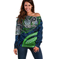 Personalised Canberra Raiders Off Shoulder Sweater Polynesian Tribal Art Style With Viking Raider Mascot