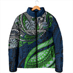Personalised Canberra Raiders Padded Jacket Polynesian Tribal Art Style With Viking Raider Mascot