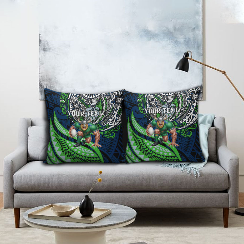 Personalised Canberra Raiders Pillow Cover Polynesian Tribal Art Style With Viking Raider Mascot