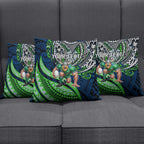 Personalised Canberra Raiders Pillow Cover Polynesian Tribal Art Style With Viking Raider Mascot