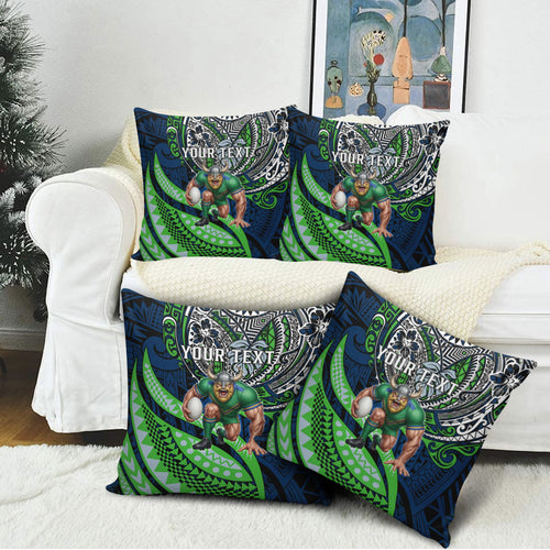 Personalised Canberra Raiders Pillow Cover Polynesian Tribal Art Style With Viking Raider Mascot