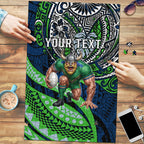 Personalised Canberra Raiders Puzzle Polynesian Tribal Art Style With Viking Raider Mascot