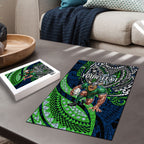 Personalised Canberra Raiders Puzzle Polynesian Tribal Art Style With Viking Raider Mascot