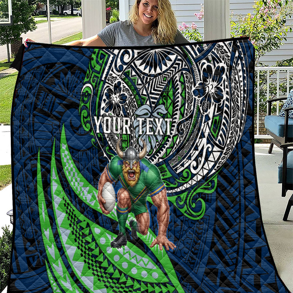 Personalised Canberra Raiders Quilt Polynesian Tribal Art Style With Viking Raider Mascot