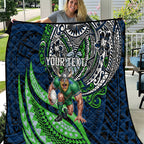 Personalised Canberra Raiders Quilt Polynesian Tribal Art Style With Viking Raider Mascot