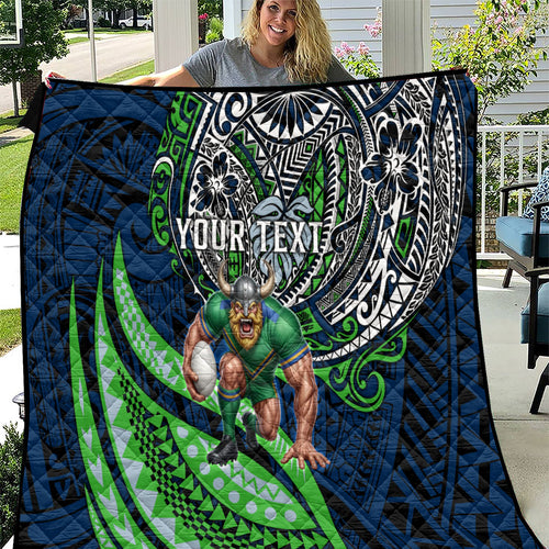 Personalised Canberra Raiders Quilt Polynesian Tribal Art Style With Viking Raider Mascot