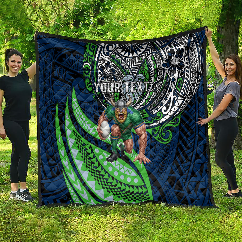Personalised Canberra Raiders Quilt Polynesian Tribal Art Style With Viking Raider Mascot