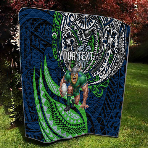 Personalised Canberra Raiders Quilt Polynesian Tribal Art Style With Viking Raider Mascot
