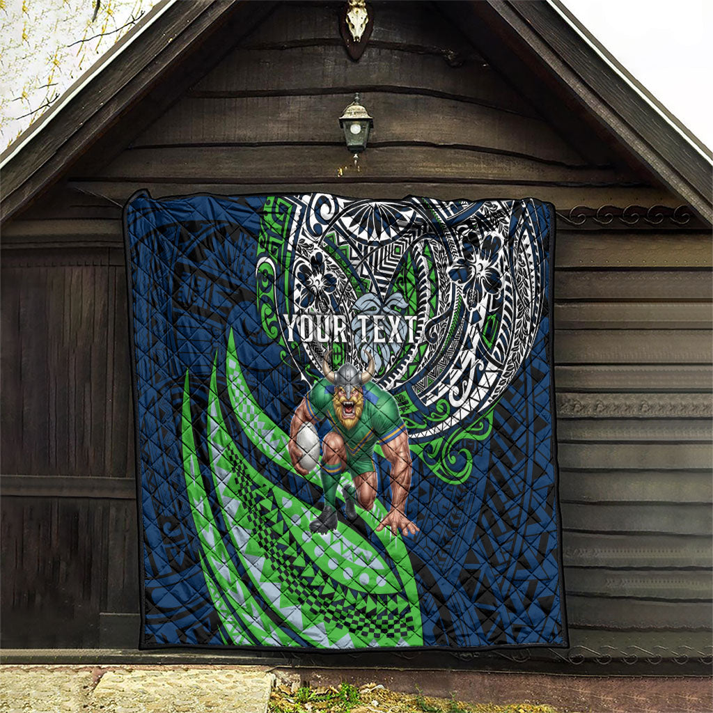 Personalised Canberra Raiders Quilt Polynesian Tribal Art Style With Viking Raider Mascot