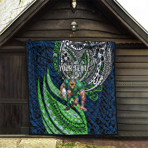 Personalised Canberra Raiders Quilt Polynesian Tribal Art Style With Viking Raider Mascot