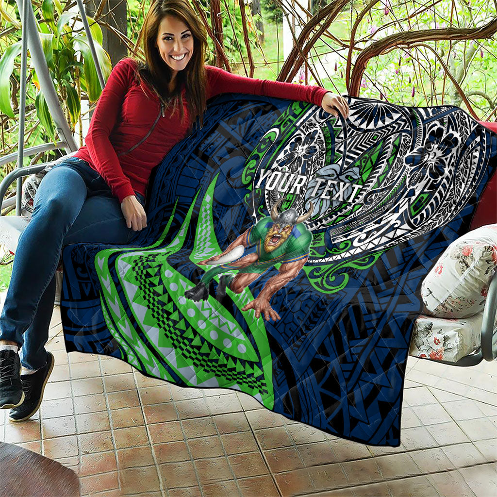 Personalised Canberra Raiders Quilt Polynesian Tribal Art Style With Viking Raider Mascot