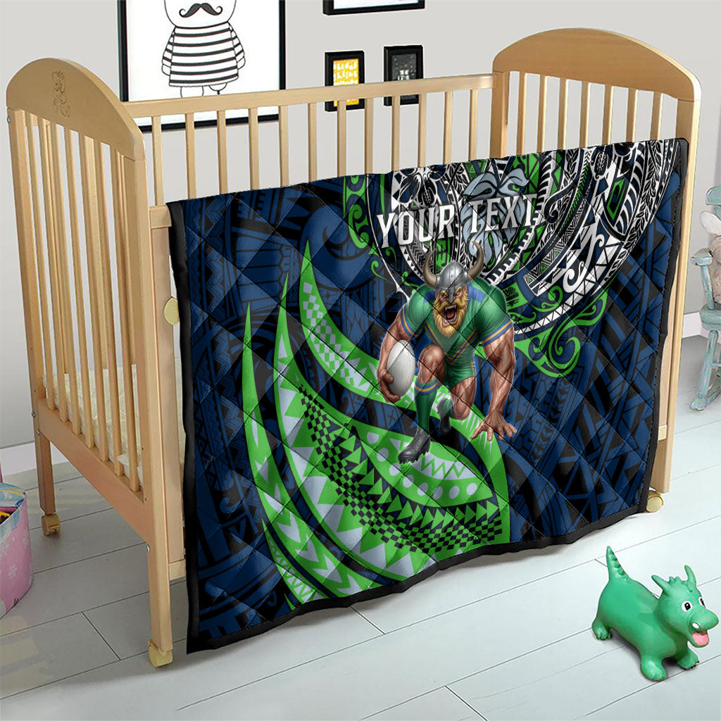 Personalised Canberra Raiders Quilt Polynesian Tribal Art Style With Viking Raider Mascot