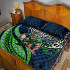Personalised Canberra Raiders Quilt Bed Set Polynesian Tribal Art Style With Viking Raider Mascot