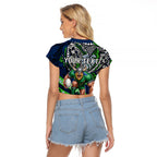 Personalised Canberra Raiders Raglan Cropped T Shirt Polynesian Tribal Art Style With Viking Raider Mascot