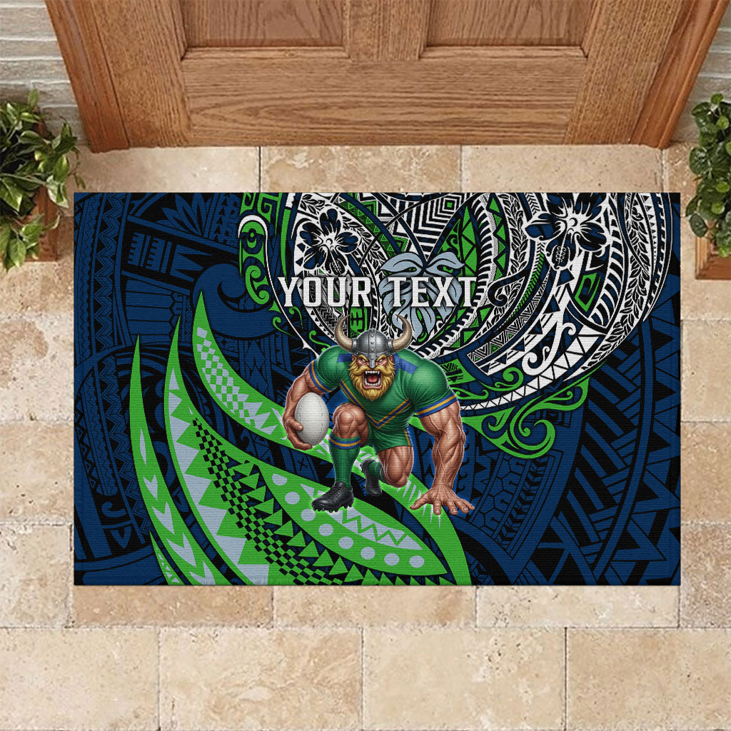 Personalised Canberra Raiders Rubber Doormat Polynesian Tribal Art Style With Viking Raider Mascot
