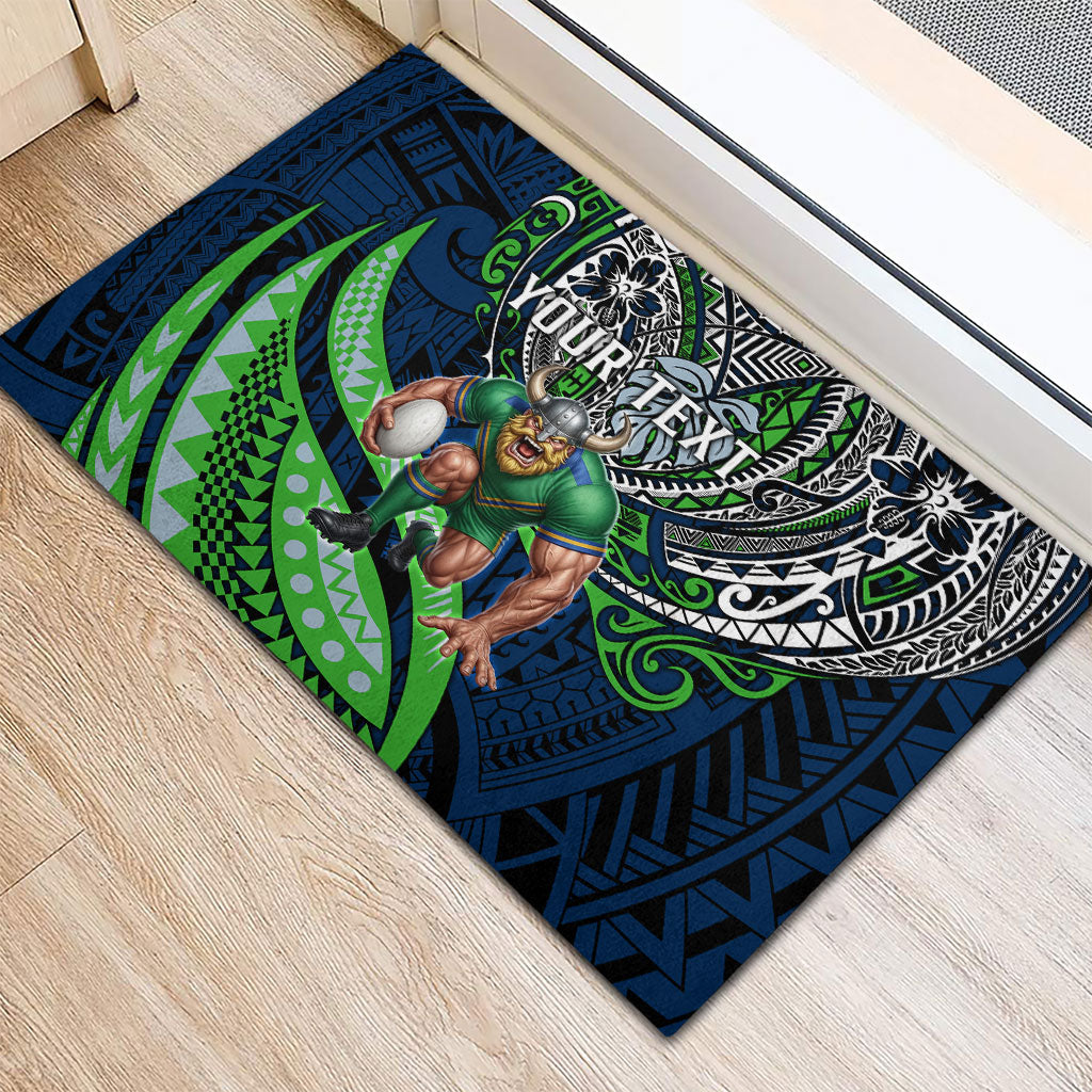 Personalised Canberra Raiders Rubber Doormat Polynesian Tribal Art Style With Viking Raider Mascot