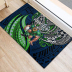 Personalised Canberra Raiders Rubber Doormat Polynesian Tribal Art Style With Viking Raider Mascot