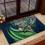 Personalised Canberra Raiders Rubber Doormat Polynesian Tribal Art Style With Viking Raider Mascot