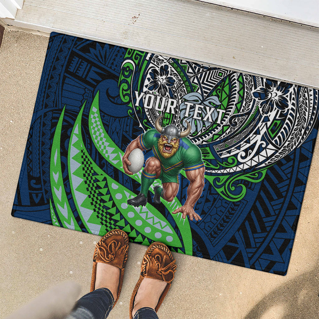 Personalised Canberra Raiders Rubber Doormat Polynesian Tribal Art Style With Viking Raider Mascot