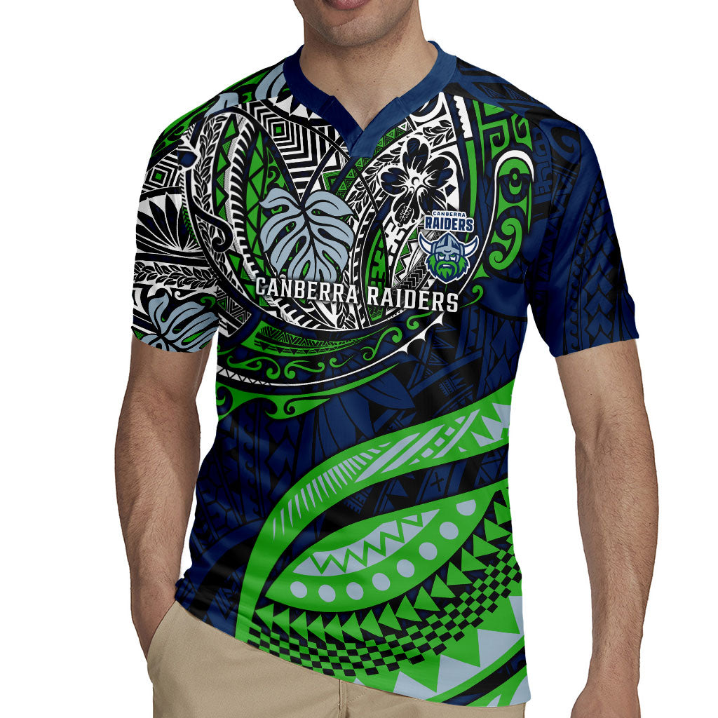 Personalised Canberra Raiders Rugby Jersey Polynesian Tribal Art Style With Viking Raider Mascot