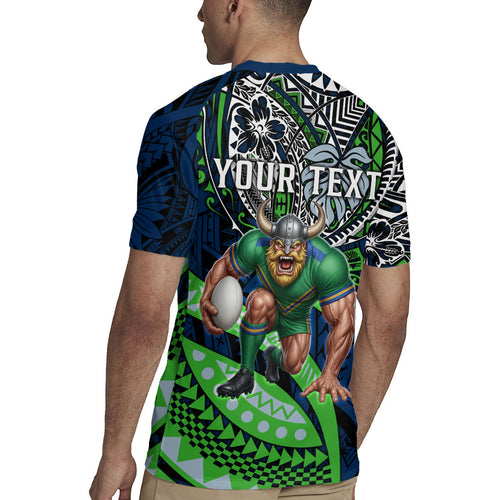 Personalised Canberra Raiders Rugby Jersey Polynesian Tribal Art Style With Viking Raider Mascot