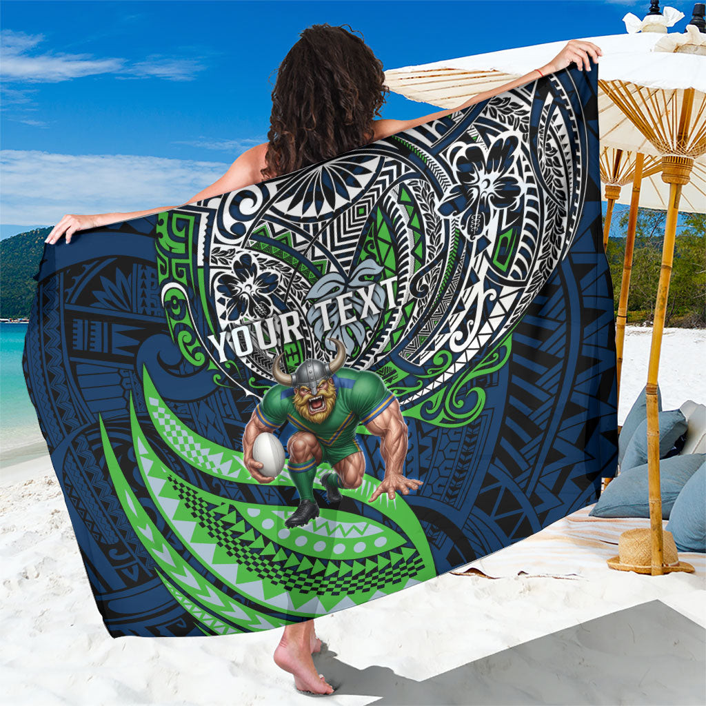 Personalised Canberra Raiders Sarong Polynesian Tribal Art Style With Viking Raider Mascot