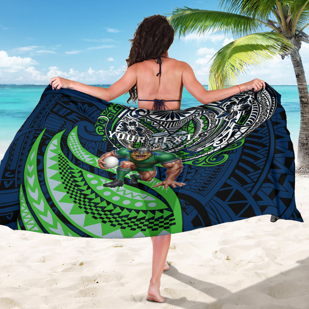 Personalised Canberra Raiders Sarong Polynesian Tribal Art Style With Viking Raider Mascot