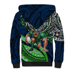 Personalised Canberra Raiders Sherpa Hoodie Polynesian Tribal Art Style With Viking Raider Mascot