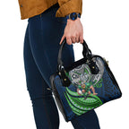 Personalised Canberra Raiders Shoulder Handbag Polynesian Tribal Art Style With Viking Raider Mascot