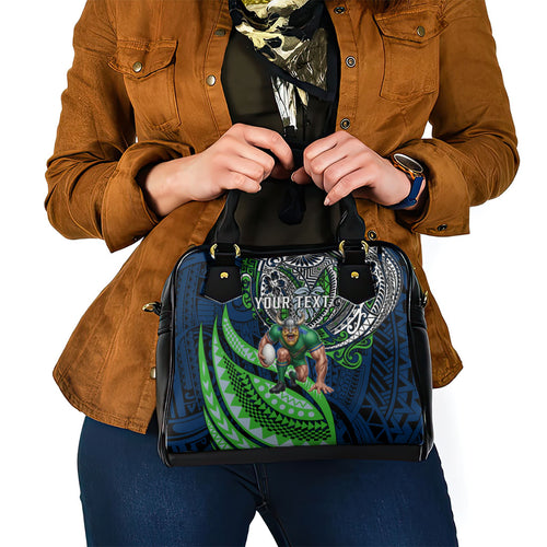 Personalised Canberra Raiders Shoulder Handbag Polynesian Tribal Art Style With Viking Raider Mascot