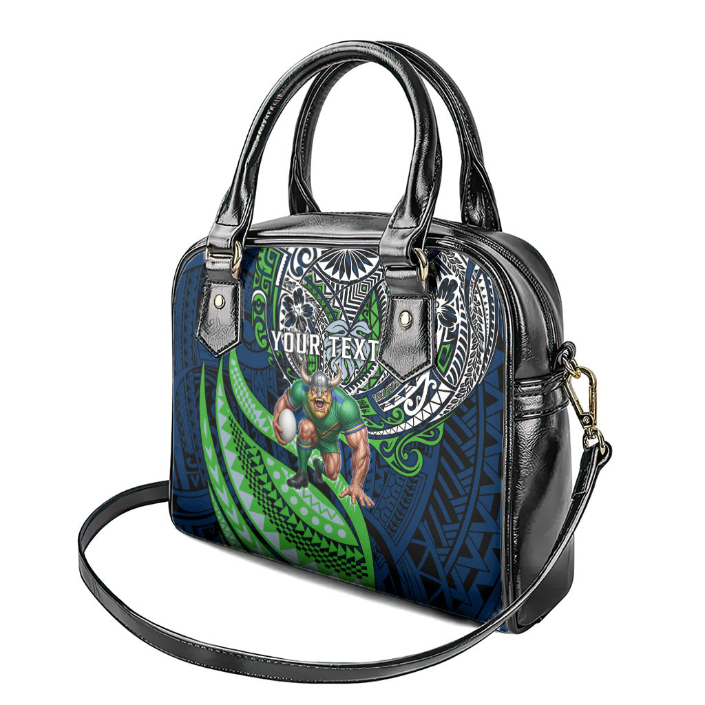 Personalised Canberra Raiders Shoulder Handbag Polynesian Tribal Art Style With Viking Raider Mascot