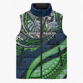 Personalised Canberra Raiders Sleeveless Puffer Jacket Polynesian Tribal Art Style With Viking Raider Mascot