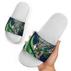 Personalised Canberra Raiders Slide Sandals Polynesian Tribal Art Style With Viking Raider Mascot