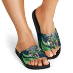 Personalised Canberra Raiders Slide Sandals Polynesian Tribal Art Style With Viking Raider Mascot