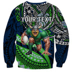 Personalised Canberra Raiders Sweatshirt Polynesian Tribal Art Style With Viking Raider Mascot