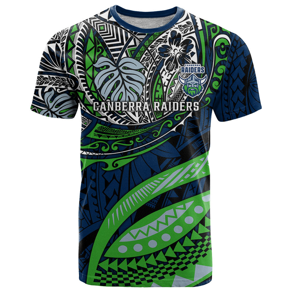 Personalised Canberra Raiders T Shirt Polynesian Tribal Art Style With Viking Raider Mascot