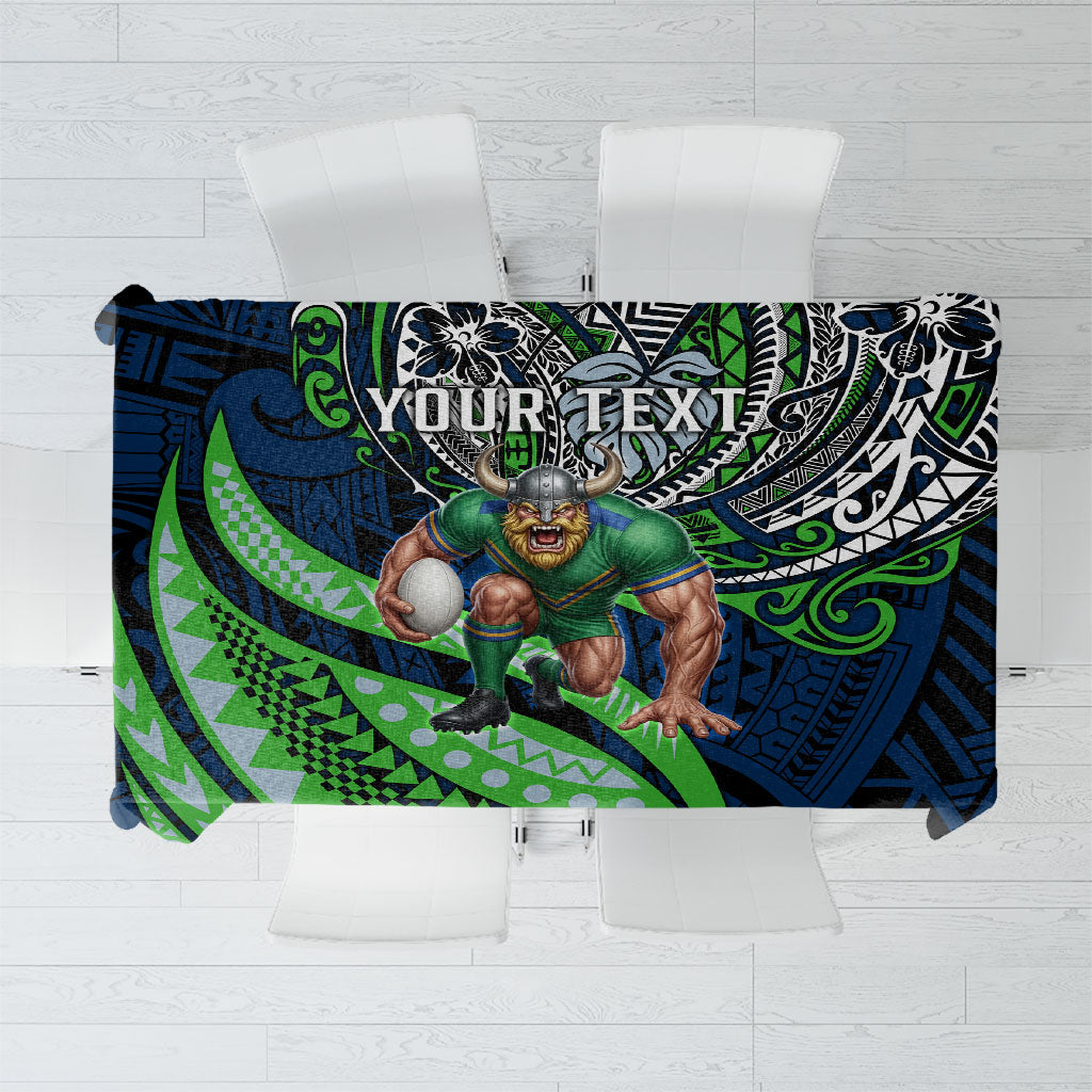 Personalised Canberra Raiders Tablecloth Polynesian Tribal Art Style With Viking Raider Mascot