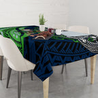Personalised Canberra Raiders Tablecloth Polynesian Tribal Art Style With Viking Raider Mascot