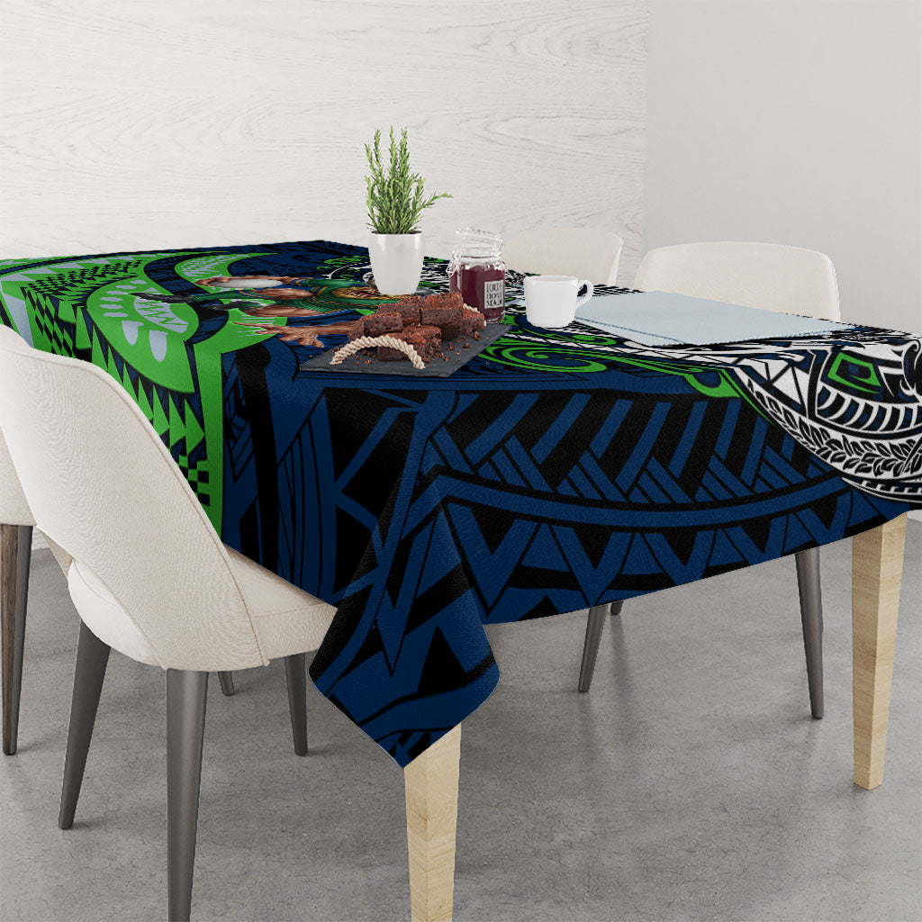 Personalised Canberra Raiders Tablecloth Polynesian Tribal Art Style With Viking Raider Mascot