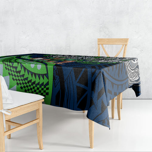 Personalised Canberra Raiders Tablecloth Polynesian Tribal Art Style With Viking Raider Mascot