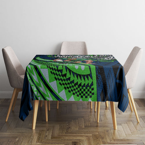 Personalised Canberra Raiders Tablecloth Polynesian Tribal Art Style With Viking Raider Mascot