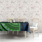 Personalised Canberra Raiders Tablecloth Polynesian Tribal Art Style With Viking Raider Mascot