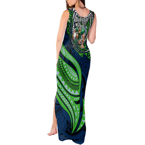 Personalised Canberra Raiders Tank Maxi Dress Polynesian Tribal Art Style With Viking Raider Mascot