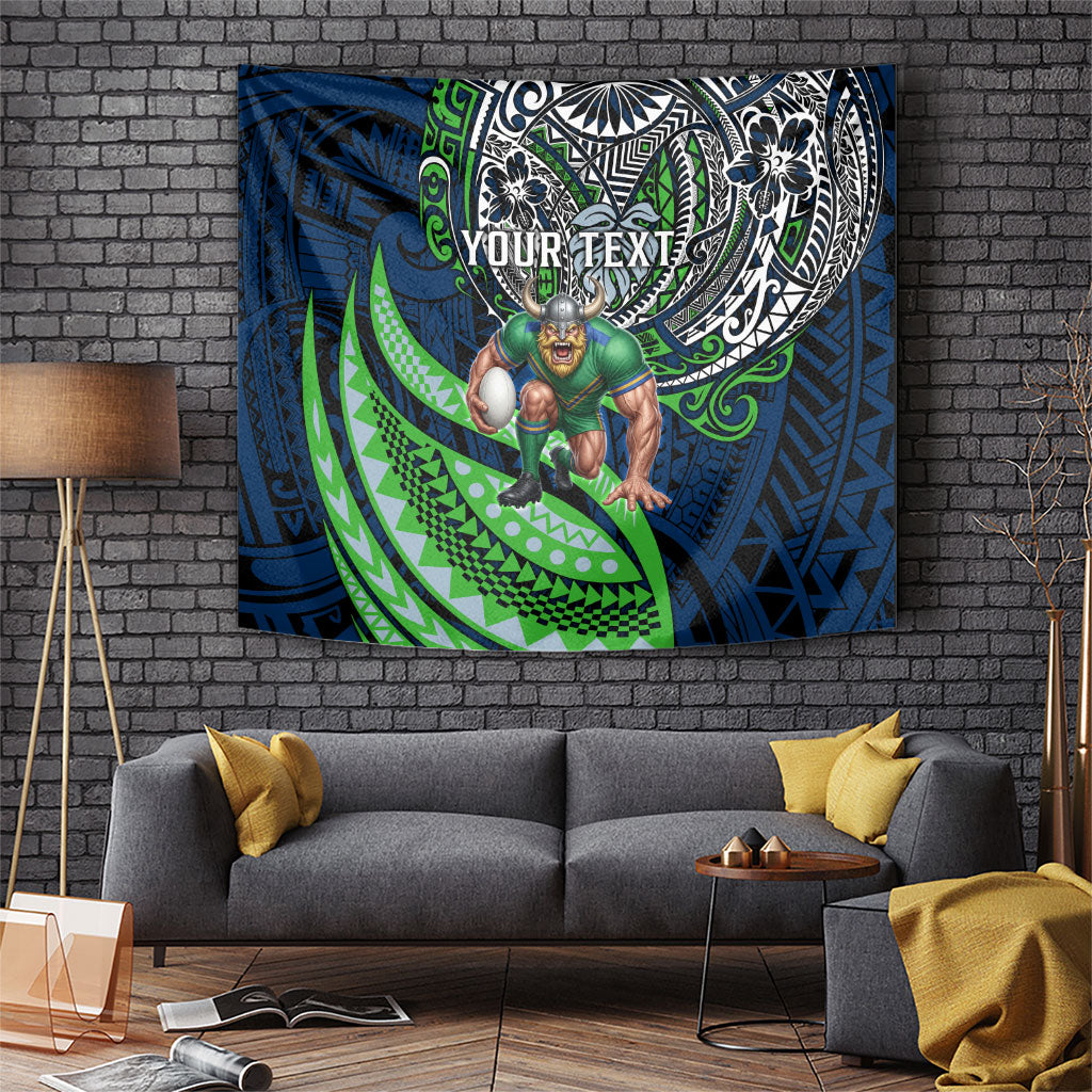 Personalised Canberra Raiders Tapestry Polynesian Tribal Art Style With Viking Raider Mascot