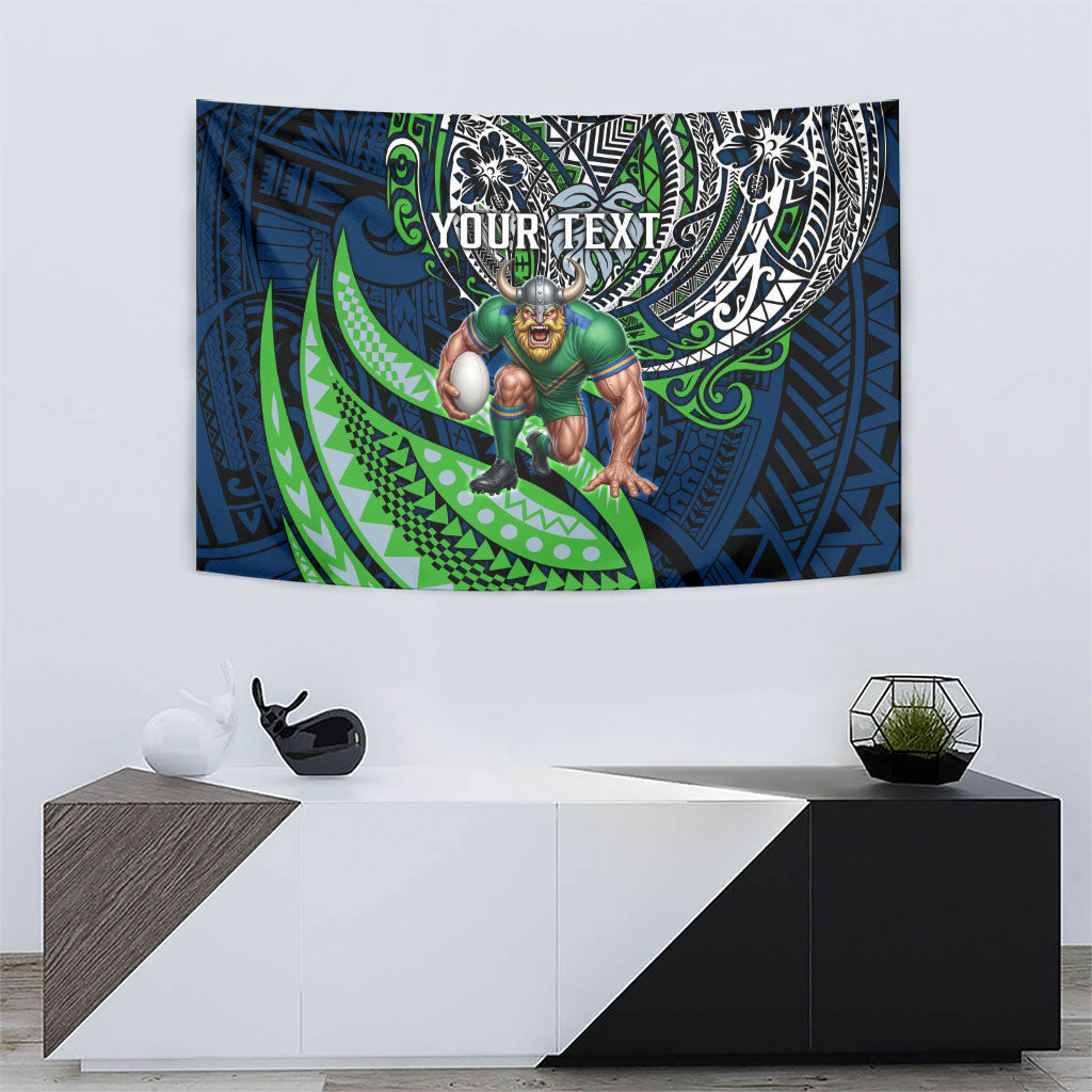 Personalised Canberra Raiders Tapestry Polynesian Tribal Art Style With Viking Raider Mascot
